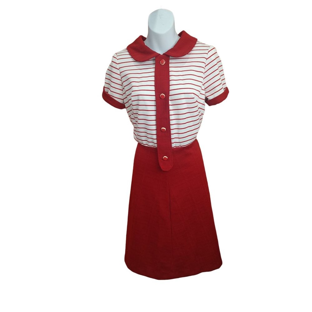1960's Red and White Mod Shift Dress